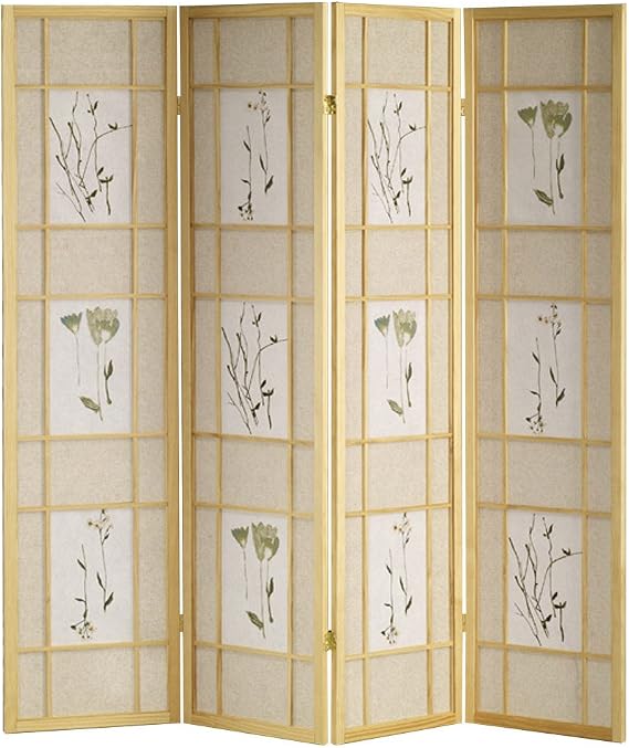 ORE International Four Panel Shoji Screen Natural Finish
