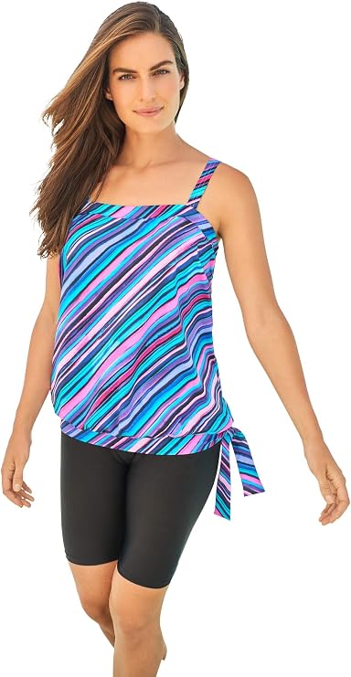 Blouson Tankini Top with Adjustable Straps