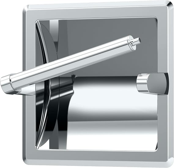Gatco 750 Recessed Pivoting Toilet Paper Holder, Wall Mounted, Heavy Duty Metal Tissue Holder for Bathroom Available in Chrome