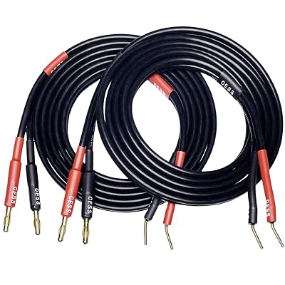 CNCESS CESS-119-6f Banana Plugs to Pin Type Plugs 12AWG 680 Strand Count Super Soft Silicone Wire Speaker Cable 6 Feet