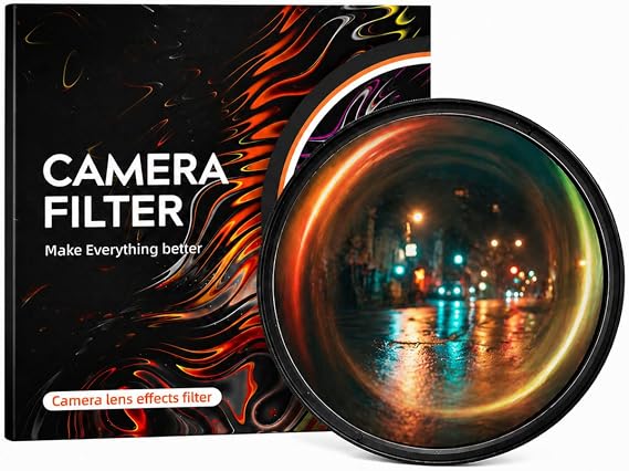 Camera Vortex Effect Filter, 58MM Prism Film Special Effects Glass Lens Photography Accessories for DSLR Cinematice Video and Photo, Filter Pouch Included