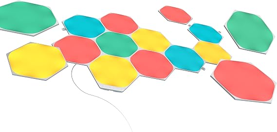 Nanoleaf Shapes Hexagon Starter Kit, 15 LED Smart Light Panels - Dimmable & Modular Wi-Fi Wall Mood Lights, Works with Alexa Google Assistant Apple Homekit, for House Room Decor or Desk