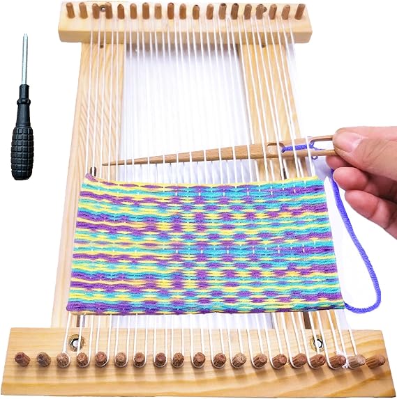 Luxiys Adjustable Tapestry Weaving Loom, Weaving Loom Kit, Wooden Weaving Kit, Small Expandable 3.5in to 11.8in, Great Knitting Looms for Beginners