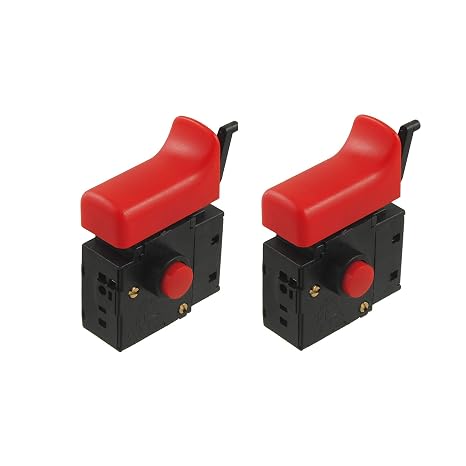 1pcs FA2-6/1BEK Lock on Trigger Switch Electric Hand Drill Speed Control Push Button Switch Power Tool Replacement Parts AC 250V 6A 5E4 Red