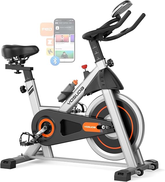 YOSUDA Exercise Bike, Magnetic Friction Stationary Bike with App Training
