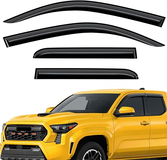 Extra Durable Window Deflectors Tape-On Window Visors Rain Guards Fit for Toyota Tacoma 2024-2026 Double Cab, Sun Visors, Wind VentVisors, Window Vent Shades, Exterior Car Accessories - 2 pcs. AG0849