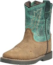 Smoky Mountain Boots Toddlers' Autry Square Toe Leather Western Cowboy Boots, Brown Distress/Turquoise, 5 Toddler Medium