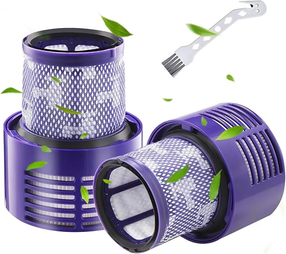 for Dyson V10 Filter, for Dyson V10 Cyclone Series/Absolute/Animal Vacuum | Vacuum Filter Replacement for Dyson V10 Motorhead/Total Clean, SV12 Cordless Vacuum, Replace Part # 969082-01, with 1 Brush