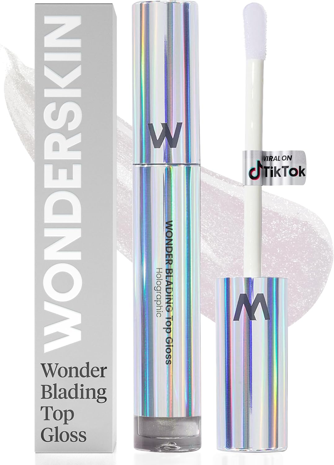 Wonderskin WONDER BLADING Top Gloss - Clear Glitter Lip Gloss, Hydrating and High Shine Finish Lip Makeup Holographic