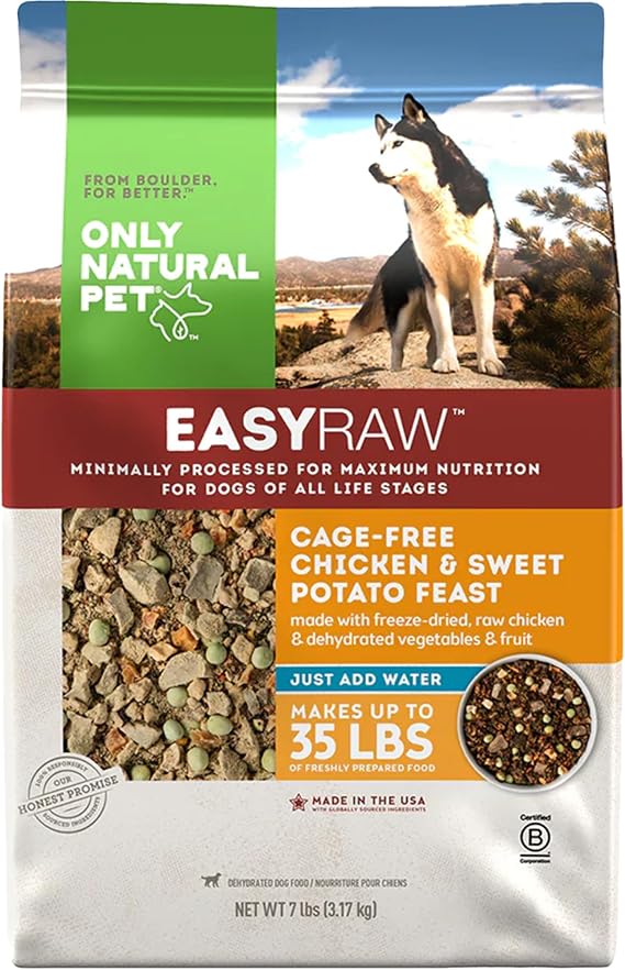 Only Natural Pet - EasyRaw Dehydrated Raw Dog Food Formula, Contains Real Wholesome Nutrition, Low Glycemic, Paleo Friendly, Non-GMO - Chicken & Sweet Potato Flavor - 7 lb Bag (Makes 35 lbs)-C7