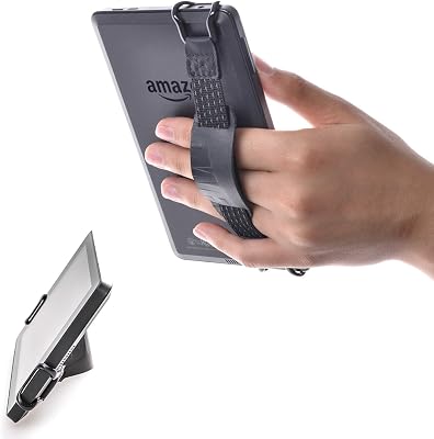 TFY Security Hand Strap with Leather Belt Holder Stand Compatible with Kindle Voyage, 6Inch  Kindle PaperwhiteKindle Fire 6Inch