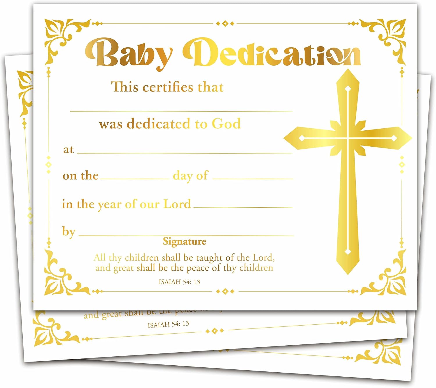Baby Dedication Certificate, Gold Foil Cross Certificates of Baby Christening Dedication, Baby Dedication Gifts for Baby Boys Girls, 25 Pcs Baptism Certificates for Church -12