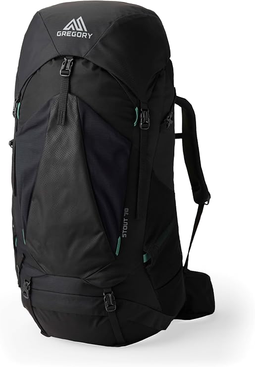 Gregory Stout 70L Unisex Backpacking Pack, Breathable Backpanel, Internal Hydration Sleeve for Water Reservoir (Bladder Not Included), One Size Fits All, Forest Black