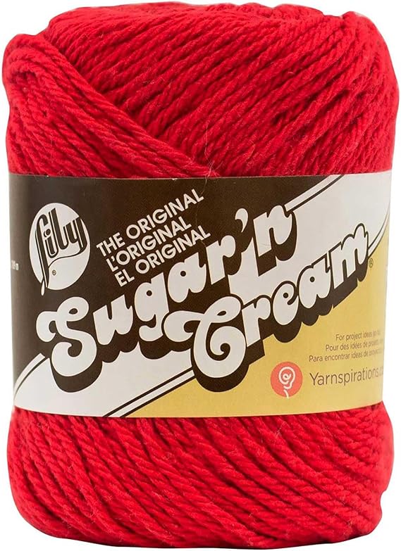 Bulk Buy: Lily Sugar 'n Cream 100% Cotton Solid Yarn (2-Pack) ~ RED # 0095~2.5 oz. Skeins