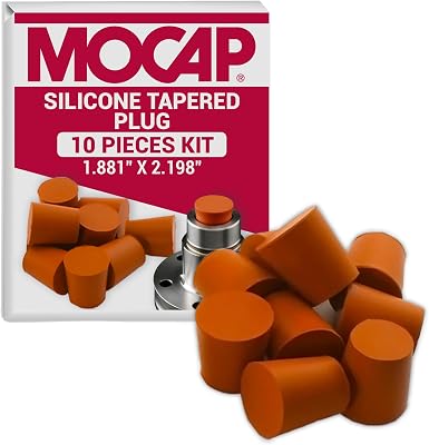 MOCAP Silicone Tapered Plug Orange Rubber Stopper for Round Holes, Non-Stick Silicone Plug Kit, Rubber Plugs for Holes Assorted Sizes for Industrial & Automotive Use - 1.881-2.198, 10 pcs
