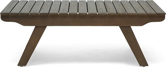 Christopher Knight Home Kailee Outdoor Wooden Coffee Table, Gray Finish