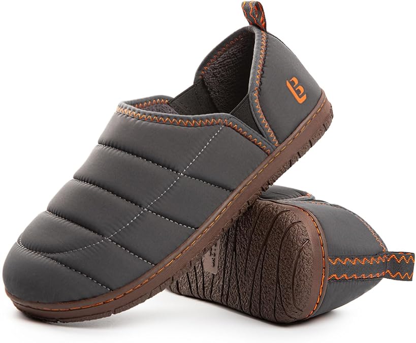 LongBay Men's Outdoor Slippers Two Tone Cozy Memory Foam Slip On Indoor House Shoes Bedroom Loafers