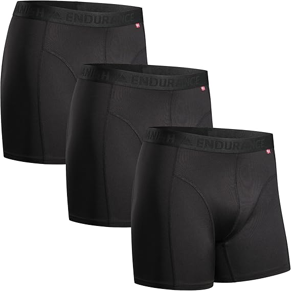 DANISH ENDURANCE Sports Boxer Briefs, Breathable, Regular & Long, 3-Pack | Sports Boxer Briefs, Moisture-Wicking & Chafe-Free, Regular or Long Leg, for Running, Gym & Training