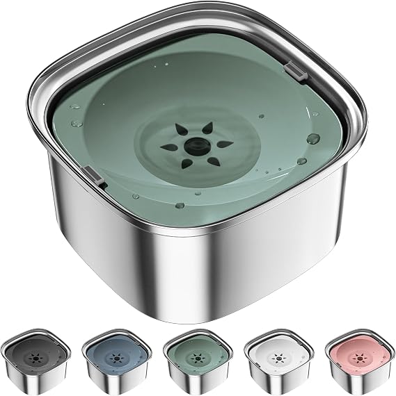 UPSKY 3L Stainless Steel Dog Water Bowl, No-Spill Slow Drinking Feeder | 304 Material, Large Capacity, No-Spill, Anti-Slip, Keeps Water Clean, Suitable for Vehicle Carried Travel and Outdoor Use