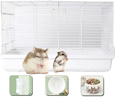 Large Hamster CagesGuinea Pig Cage & Rabbit Cage Pet CageHamster Cage Hamster House,Rat CageHamster Home Small Animal CageStarter Kit Habitat forPet Gerbils, Fun & Interactive Cage(White2)