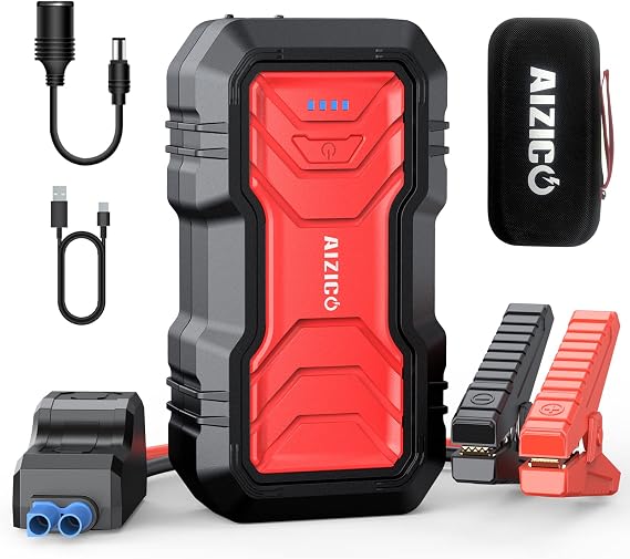 Portable Car Jump Starter, 2500A Peak 22800mAh Battery Booster for Cars, Trucks and SUV(Up to 8L Gas/Diesel Engine), 12V Auto Battery Jump Pack with Type-C, USB Quick Charge 3.0 and LED Light
