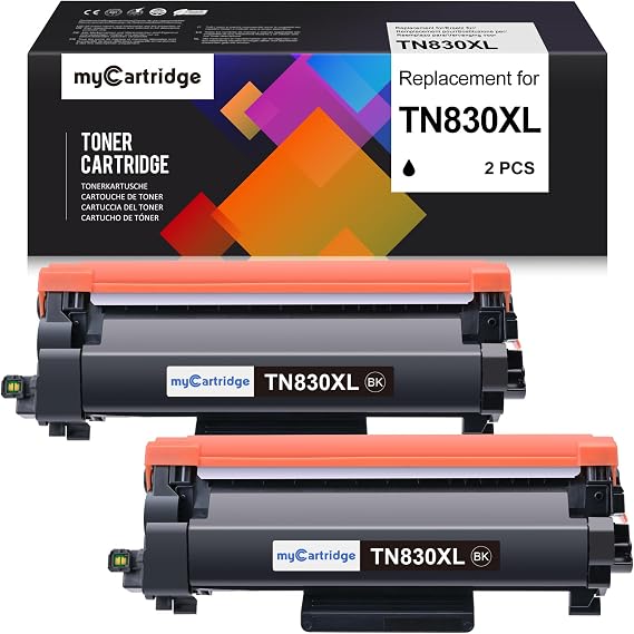 myCartridge TN830XL TN830 TN830/XL/V 2 Pack Remanufactured Black Toner | Replacement for Brother TN830 XL TN-830XL Toner Use for DCP-L2640DW HL-L2460DW L2405W L2480DW MFC-L2820DW Printer High Yield