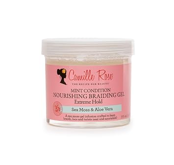 Camille Rose Braiding Gel, Mint Condition Sea Moss & Aloe Vera Braid Gel for Dry, Itchy Scalp, Flake & Frizz Control, 12 Oz