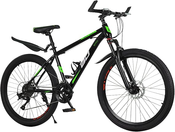 Mountain Bike, 24/26’Mountain Bike Unisex 21 Speed Full Suspension Bike With Dual Disc Brake, Mudguards for Adults Bikes