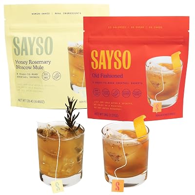 SAYSO Honey Rosemary Moscow Mule & Old Fashioned Cocktail Tea Bags - Mixers Bundle | Organic, Low-calorie & Low Sugar - 2x 8 count