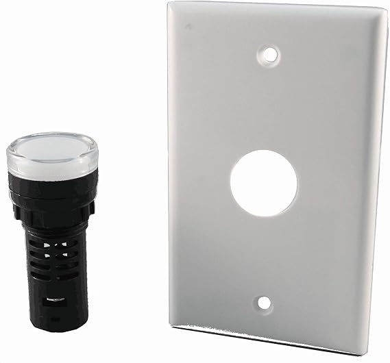LED Andon LED 22mm Indicator Light with Wall Plate, 120VAC White