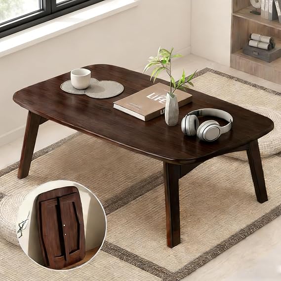 Foldable Japanese Floor Table No Assembly Required for Small Spaces