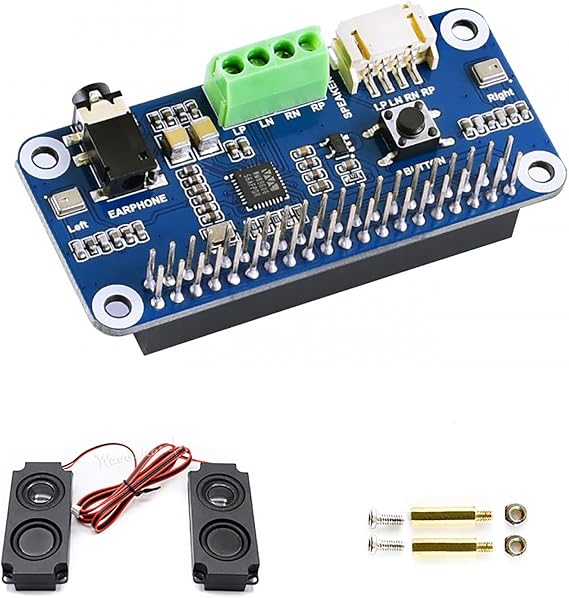 WM8960 Audio HAT Module for Raspberry Pi Zero/Zero W/Zero WH/2B/3B/3B+ Hi-Fi Sound Card HAT Stereo CODEC Playing and Recording I2S Interfac Stereo 3D Surrounding