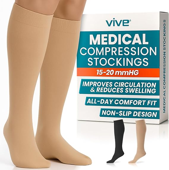 Anti Embolism Stockings 15-20 Mmhg Compression For Vericose VeinsUltra Sheer Ted Style Hose For And Knee High For Swelling Soreness, Maternity, Pregnancy And Nurses