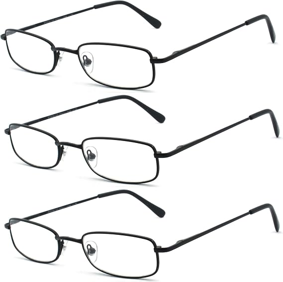 Classic Readers Rectangular Metal Reading Glasses for Men and Women, Multi-colored