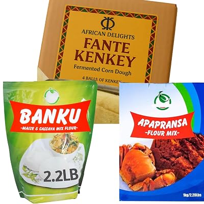 Authentic Wala Fante Kenkey with Banku Mix Ghana 2.2LB and Apapransa Banku Mix Flour Ghana Fufu and Kenkey Combo