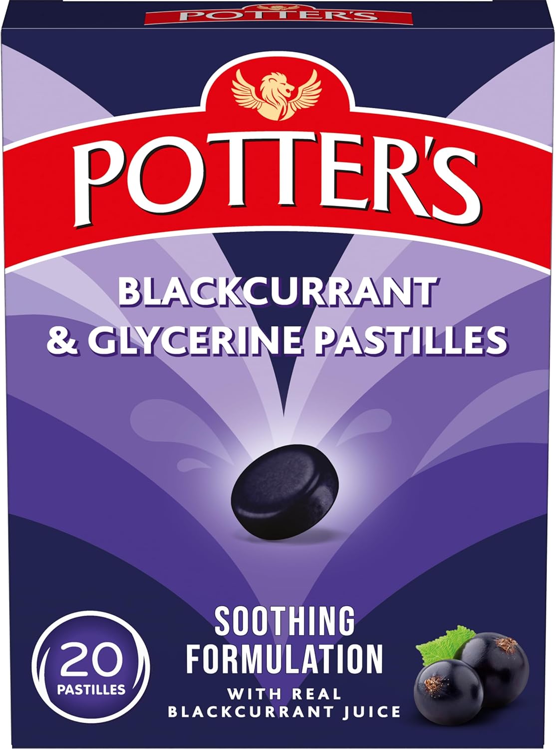 Potter's Blackcurrant & Glycerine Pastilles, 20 Pastilles