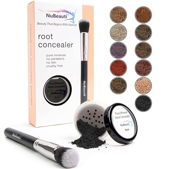 Hair Root Touch Up Powder - Black - Root Cover Up & Hairline Concealer - Longer-Lasting Power - 11 True-to-Nature Shades - Zero Fragrance, Talc or Parabens - With Brush