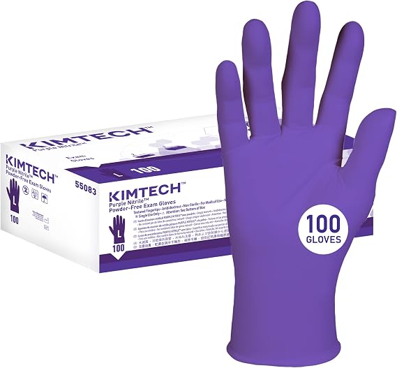 KimtechTM Purple NitrileTM Exam Gloves (55083), 5.9 Mil, Ambidextrous, 9.5, Large, 100 Nitrile Gloves / Box