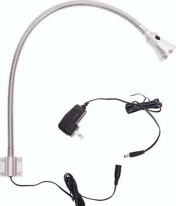 3W Bedside Wall Gooseneck Reading Light, 3000K LED Lamp Switch Chrome