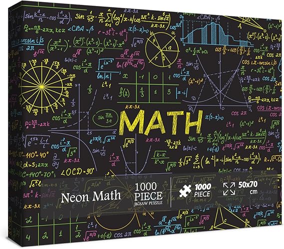 Math Formulas Puzzles 1000 Pieces for Adults, Impossible Difficult Jigsaw Puzzles Neon Art Puzzle, Funny Family Puzzle Collage Challenging Puzzles