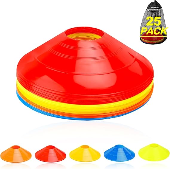Ashsajkd(Set of 25/50/100 - Agility Soccer Cones with Carry Bag and for , Football Cones for TrainingFootball, Basketball, Coaching, Agility Cones for Indoor and Outdoor Games