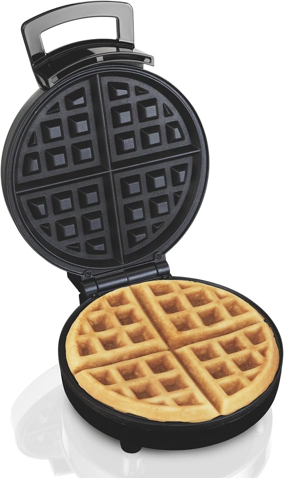 1 Waffle Stainless Steel Belgian Waffle Maker Black & Silver