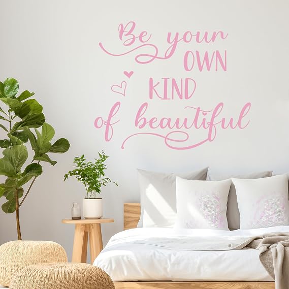 Inspirational Wall Quote Decals, Peel and Stick Vinyl Pink Wall Stickers | Pink Vinyl Motivational Wall Decals, Easy to Apply and Remove, Ideal for Bedroom, Living Room, Door and Window Decor