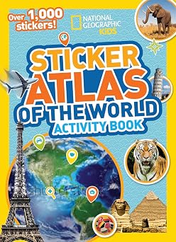 National Geographic Kids World Atlas Sticker Activity Book Over 200 Stickers and 8 Large Maps!