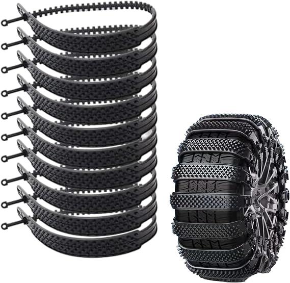 10Pcs Snow Chains Adjustable Anti-Skid Tire Chains For Car SUV Pickup Truck Reusable With Nylon Ice Breaking Teeth Winter Safety Mud Snow Tire Grips For 10inch Or Less Wheel Rims