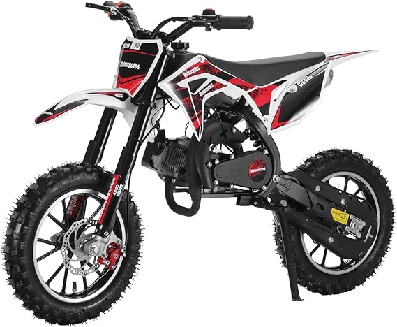 49cc Dirt Bike for Kids, Dirt Bikes 2-Stroke Dirtbike Dirtbikes motos, Gas Motorcycles with Front Rear Disc Brakes, Off-Road Tires, Shock Absorption, Soft Seat Cushion,40 MPH Black