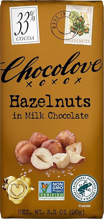 Chocolove, Bar Milk Chocolate Hazelnuts, 3.2 Ounce
