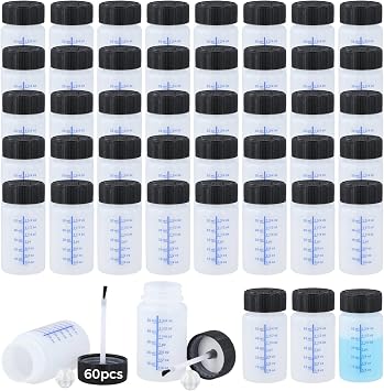 Lnrueg 60 Pcs 2 Oz Touch Up Paint Container - Empty Paint Touch Up Bottles with Brush, Safe Lids, and Mixing Balls for Fixing Car Scratches