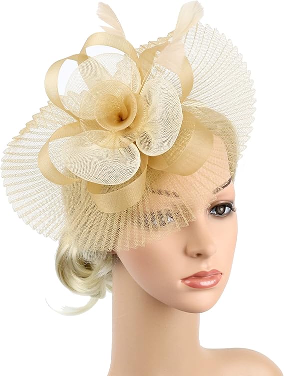 Women Fascinators Hat Feathers Tea Party Hair Clip Veil Headband Wedding Bridal Flower Hat Headwear Vintage Headpiece