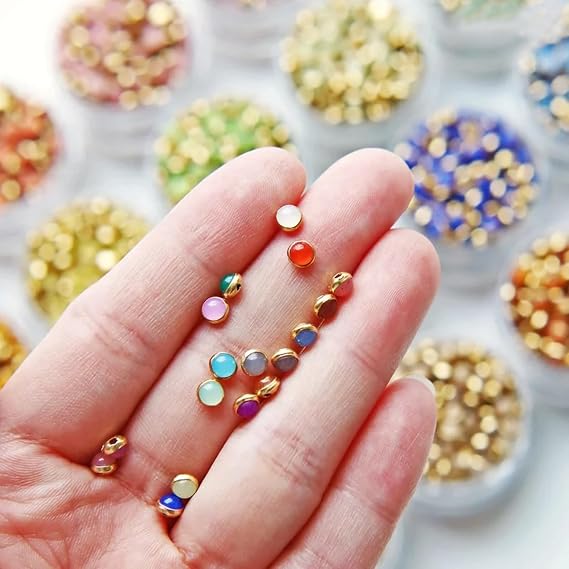 4mm  0.16 Super Tiny Multi-Color Buttons with Brass Base, Mini Pearl Buttons, Doll Clothes Sewing Craft Supplies 10PCS